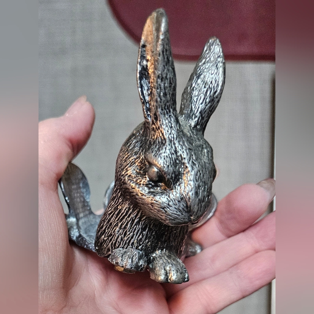 Vintage 1984 Pewter Metzke Rabbit Easter Bunny Candle Holder